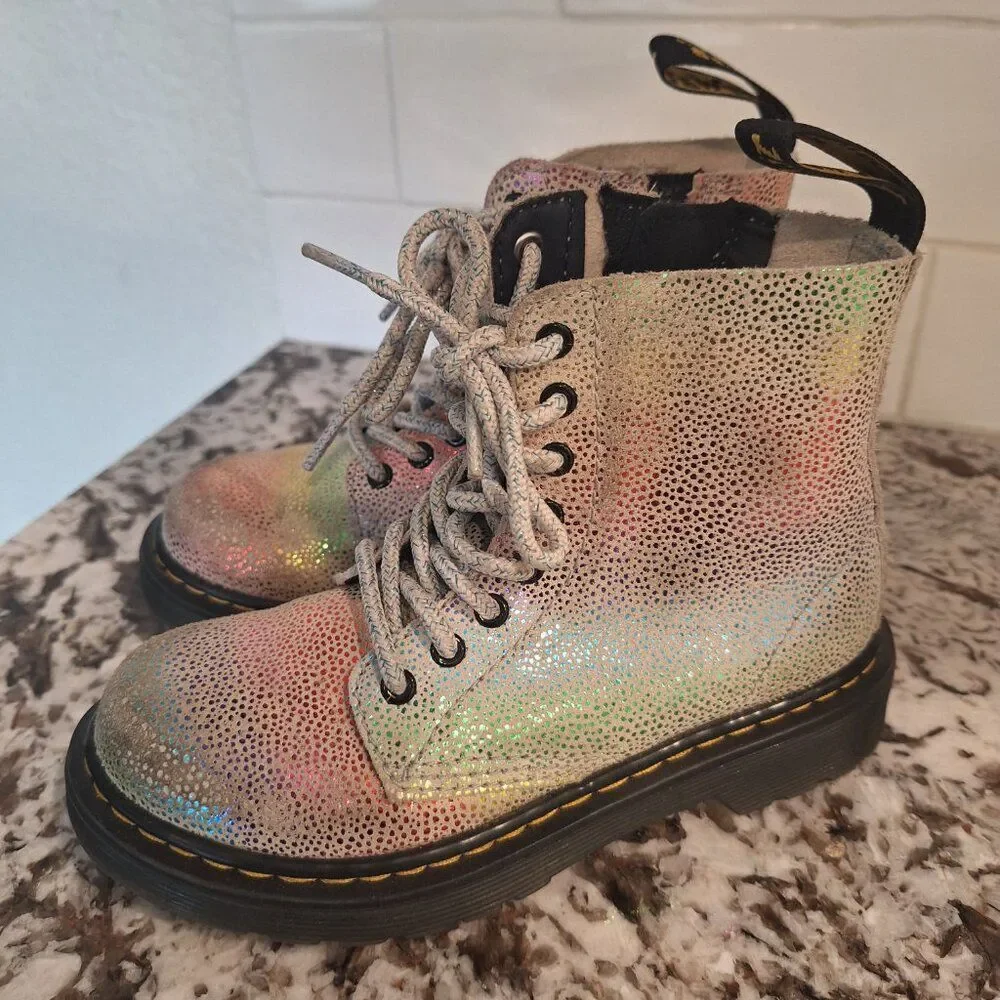 Dr. Martens Pascal suede‎ boots 1460 rainbow glitter lace up size 12 US